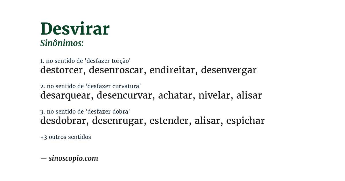 Sinônimo de desvirar