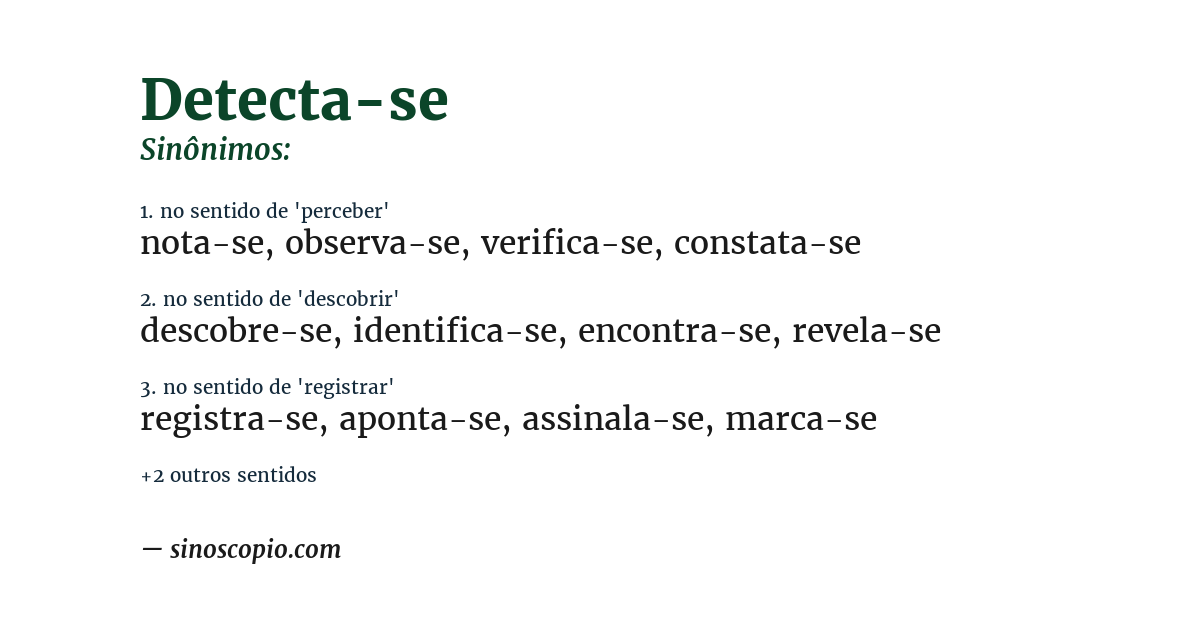 Sinônimo de detecta-se