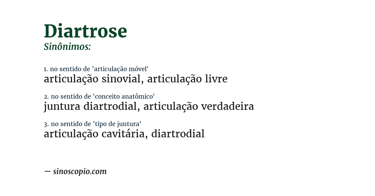 Sinônimo de diartrose
