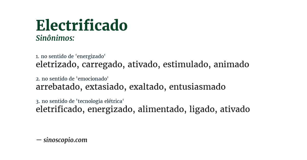 Sinônimo de electrificado