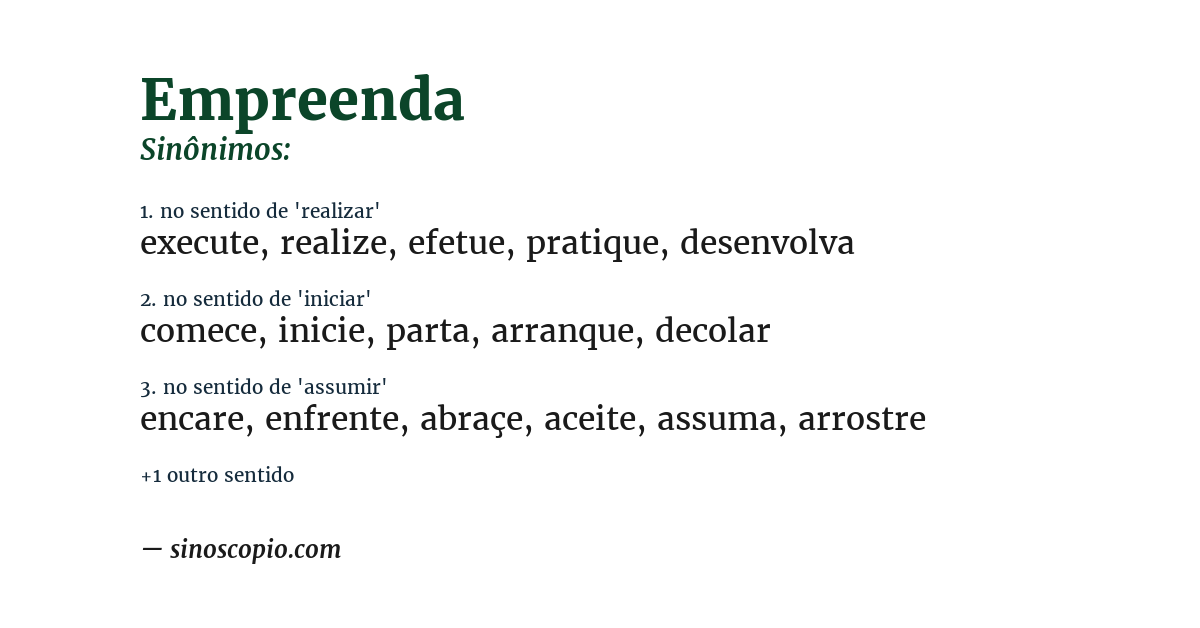 Sinônimo de empreenda