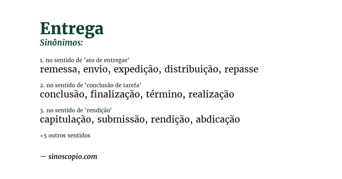Sinônimo de entrega