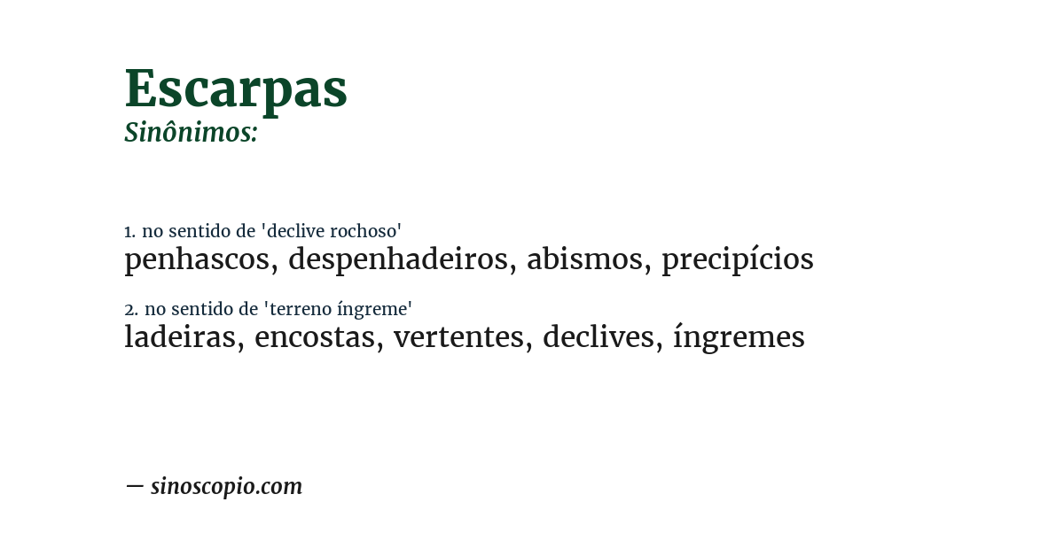 Sinônimo de escarpas