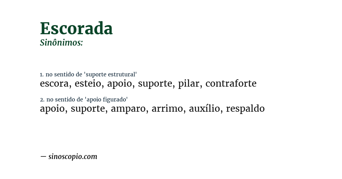 Sinônimo de escorada