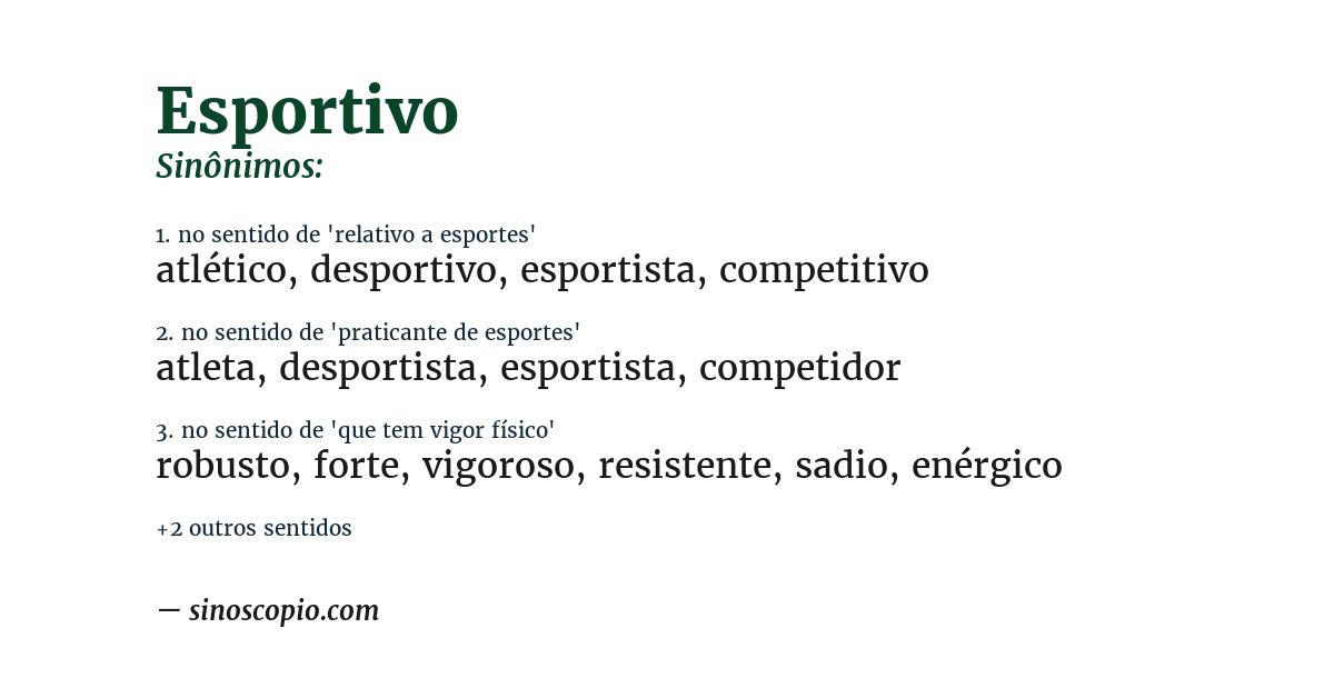 Sinônimo de esportivo