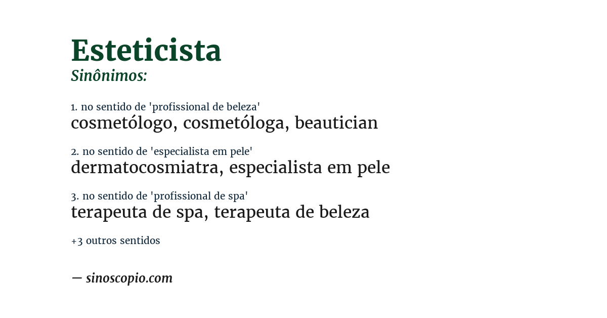 Sinônimo de esteticista