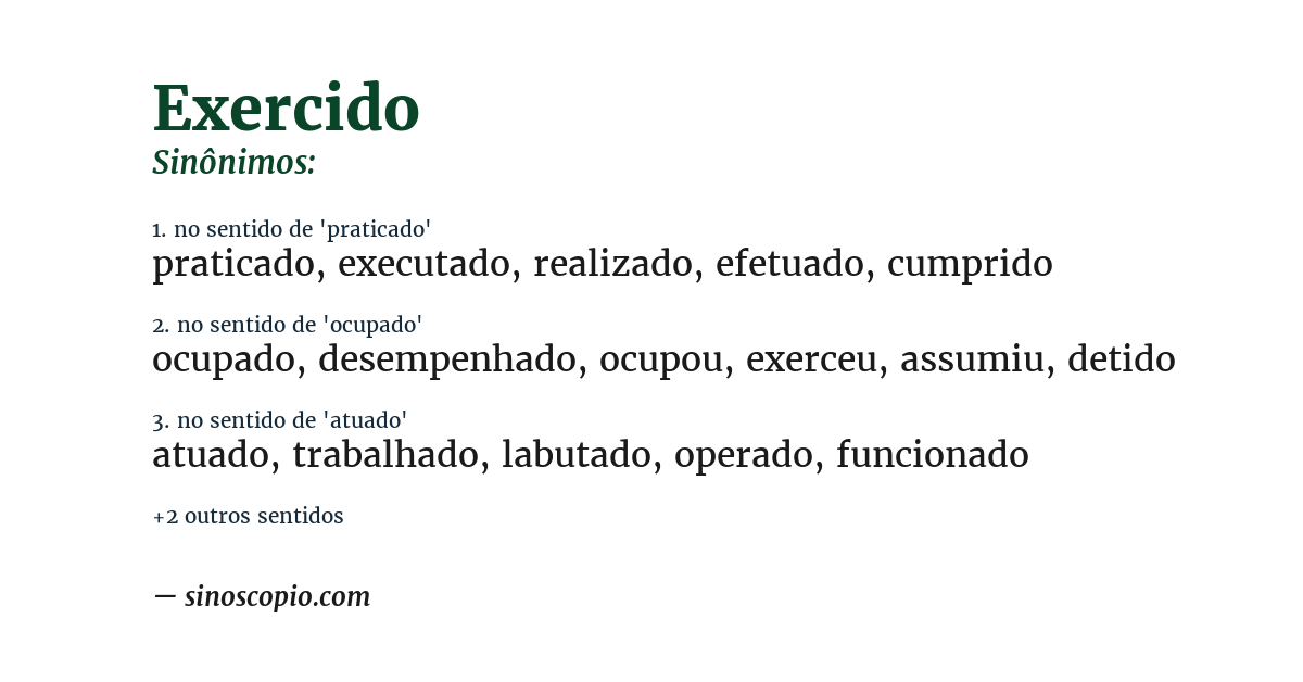 Sinônimo de exercido