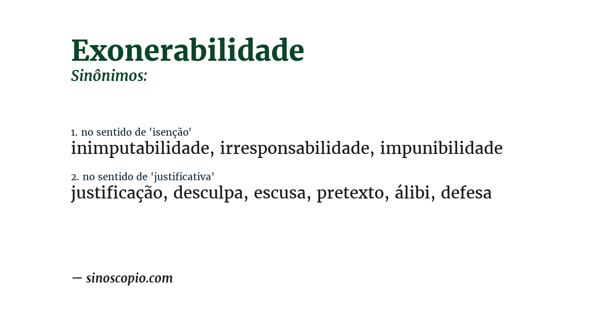 Sinônimo de exonerabilidade
