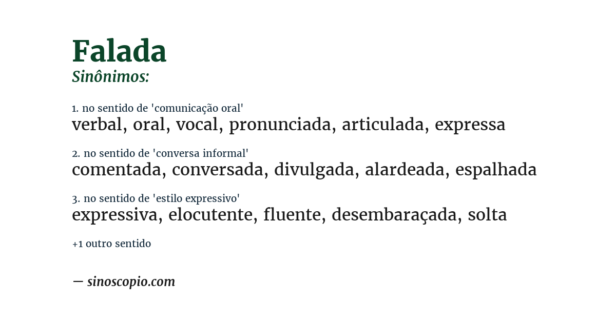 Sinônimo de falada