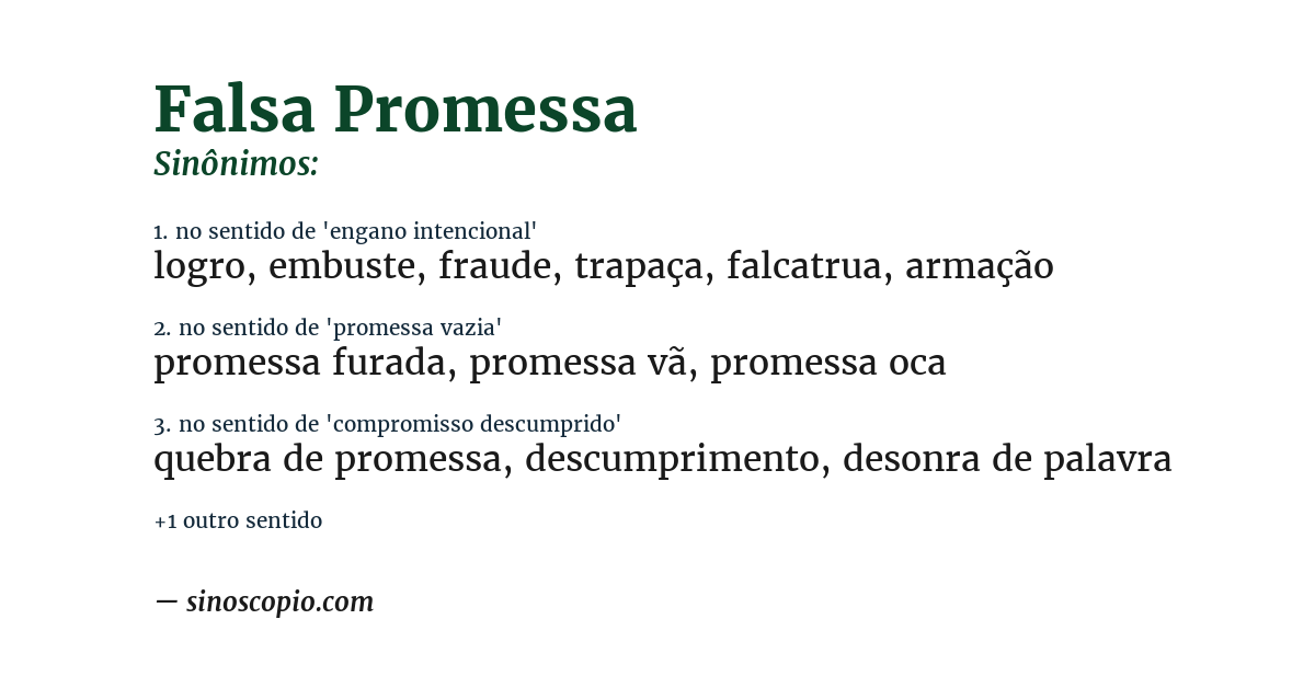 Sinônimo de falsa promessa