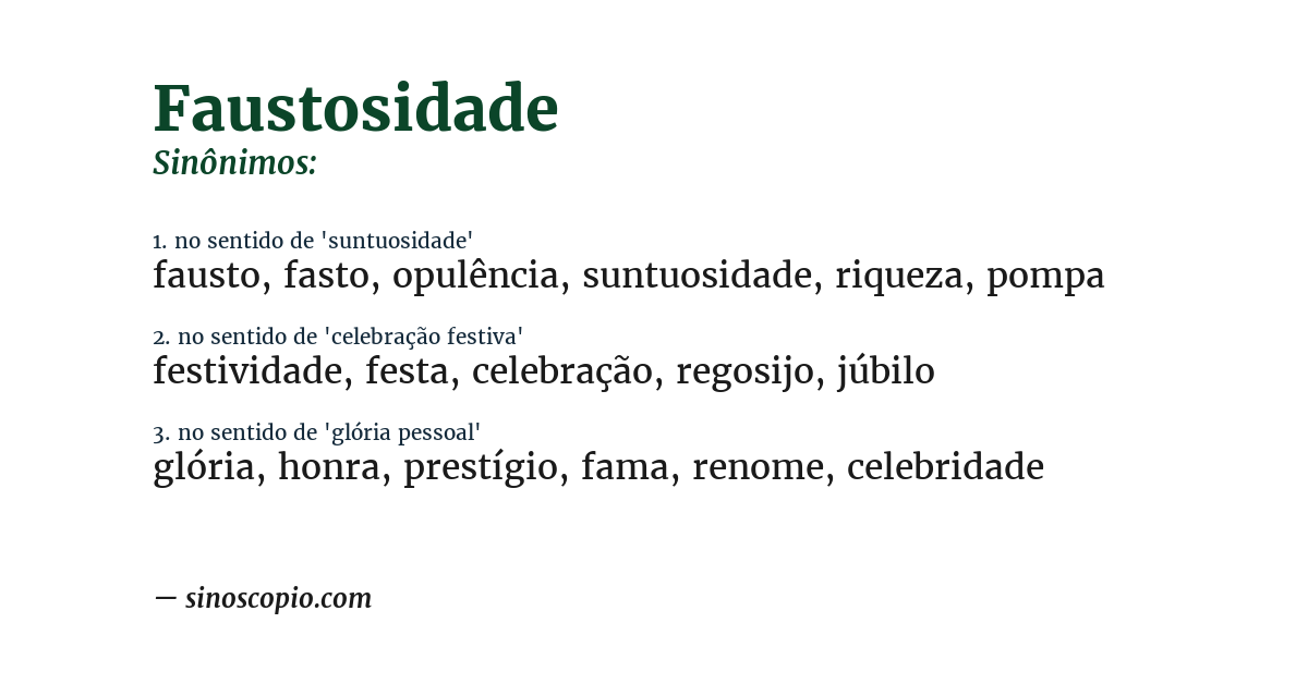 Sinônimo de faustosidade