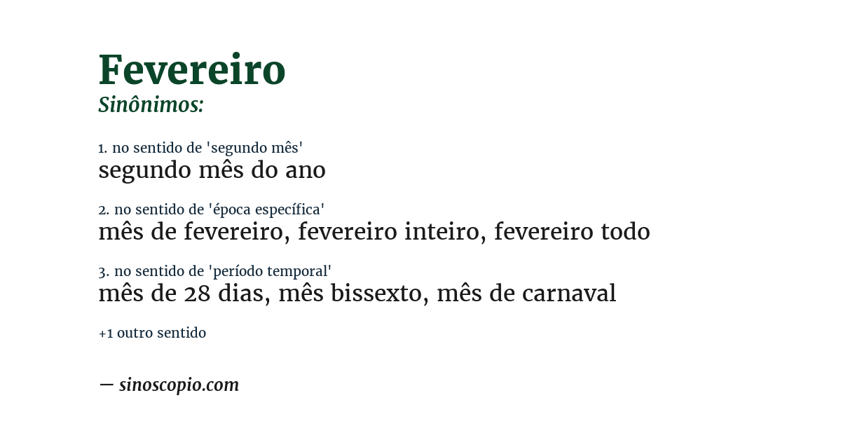 Sinônimo de fevereiro