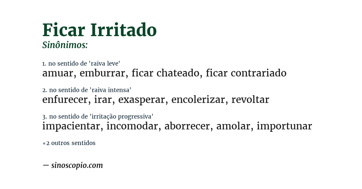 Sinônimo de ficar irritado