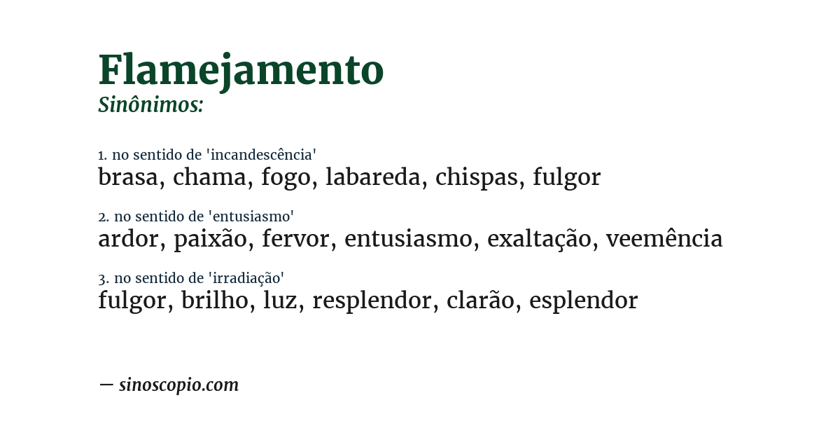 Sinônimo de flamejamento