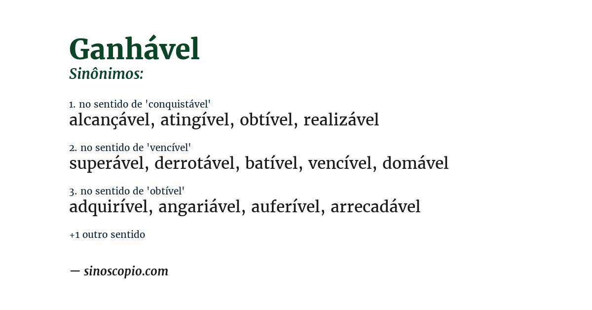 Sinônimo de ganhável