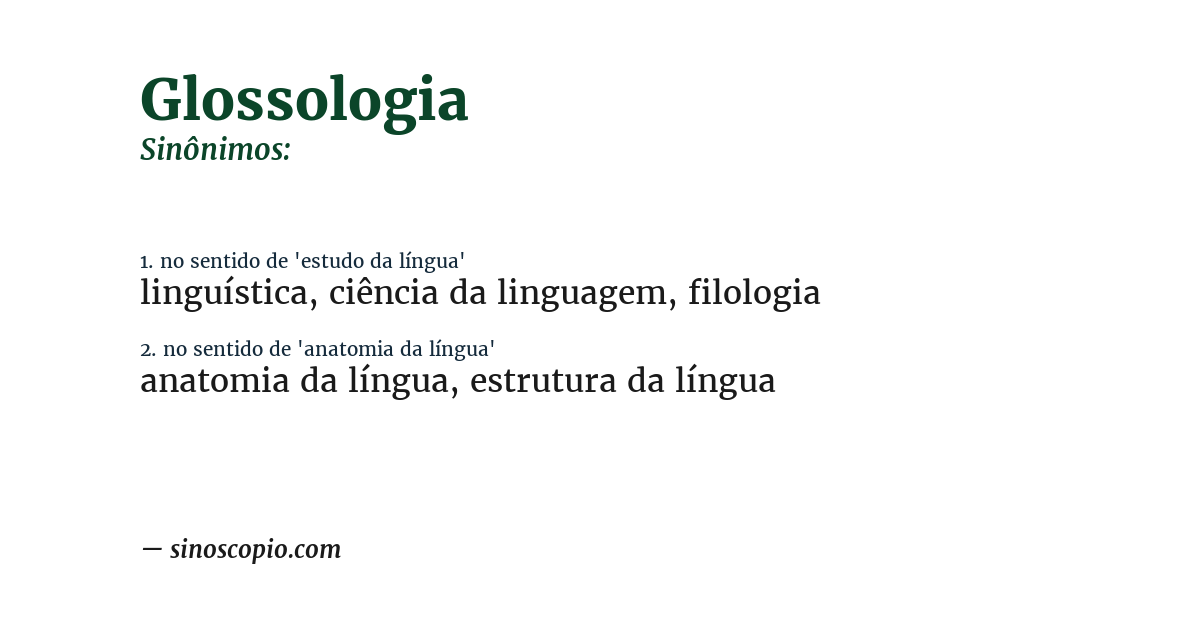 Sinônimo de glossologia