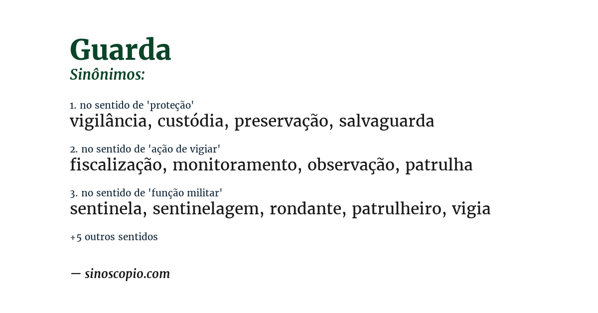 Sinônimo de guarda