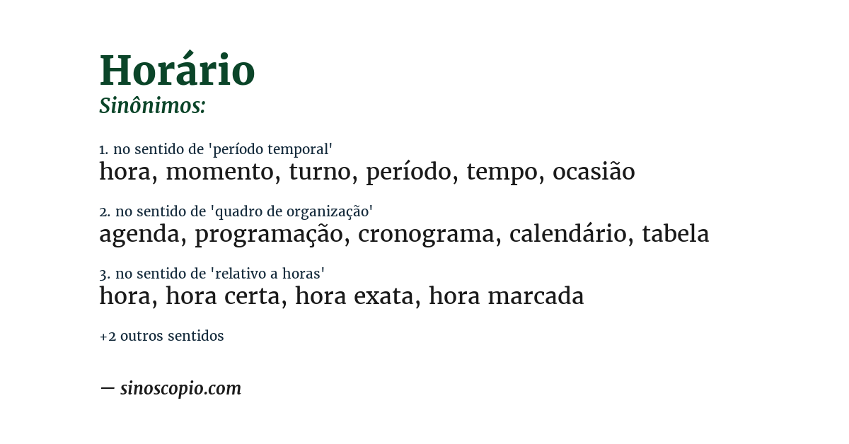 Sinônimo de horário