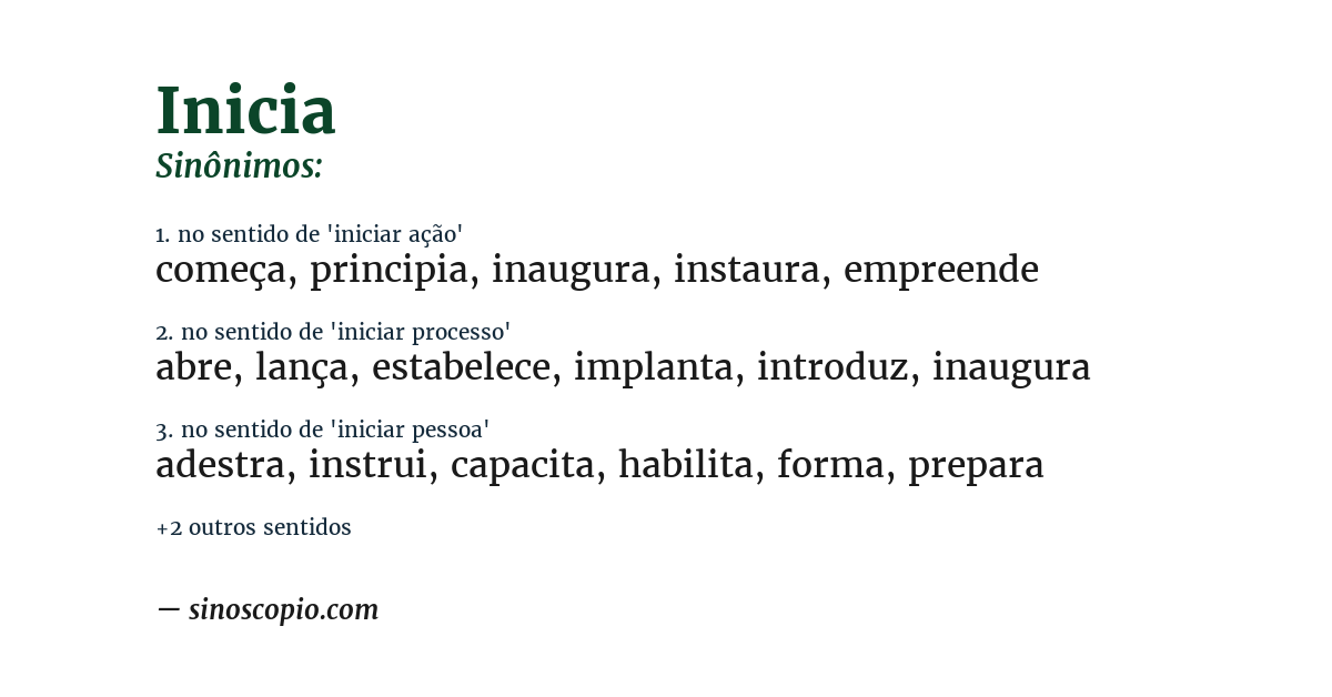 Sinônimo de inicia