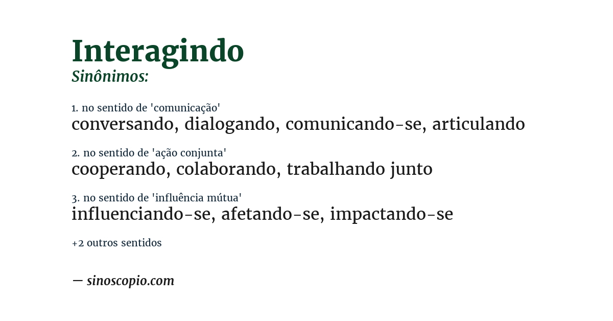Sinônimo de interagindo