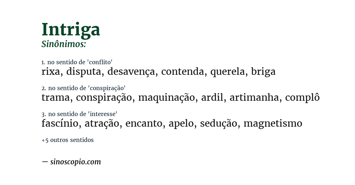 Sinônimo de intriga