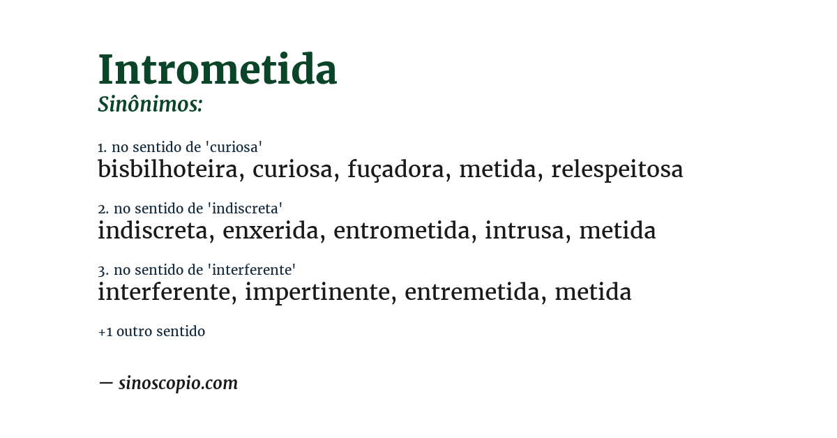 Sinônimo de intrometida