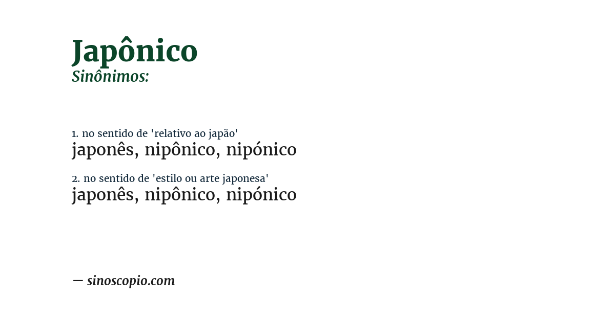 Sinônimo de japônico