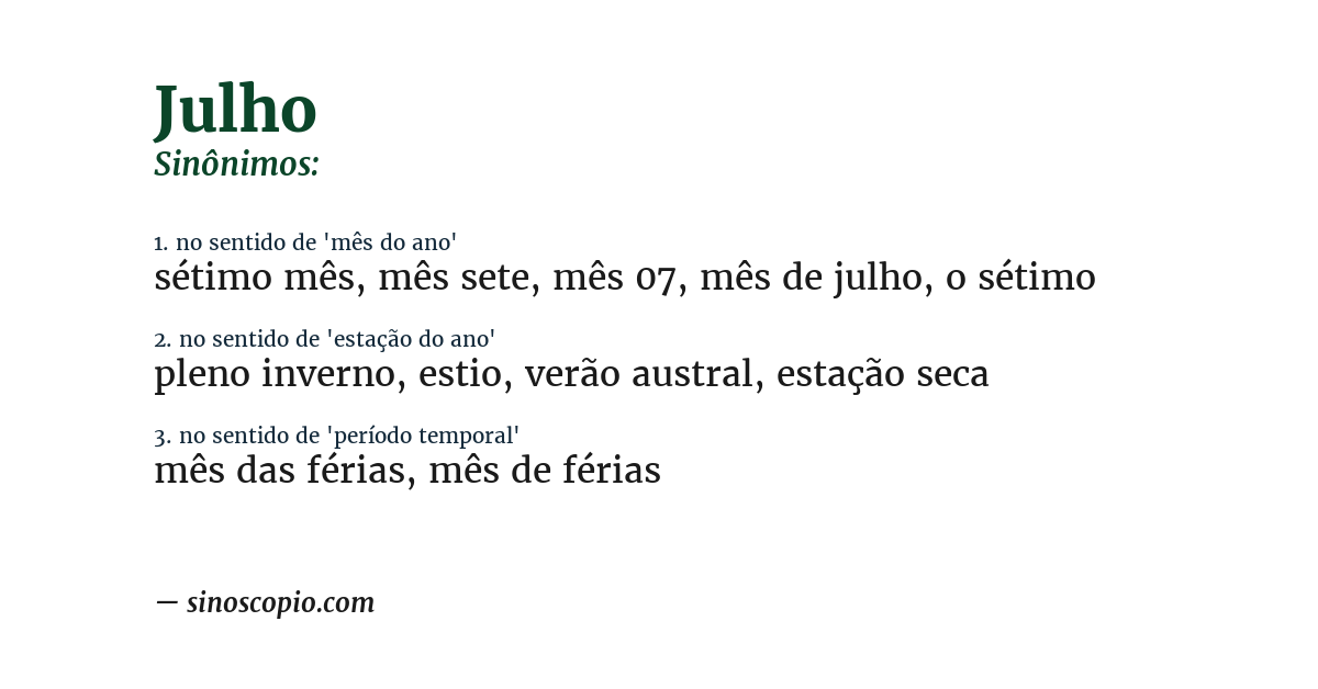 Sinônimo de julho