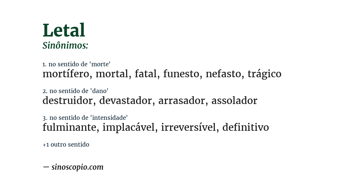Sinônimo de letal