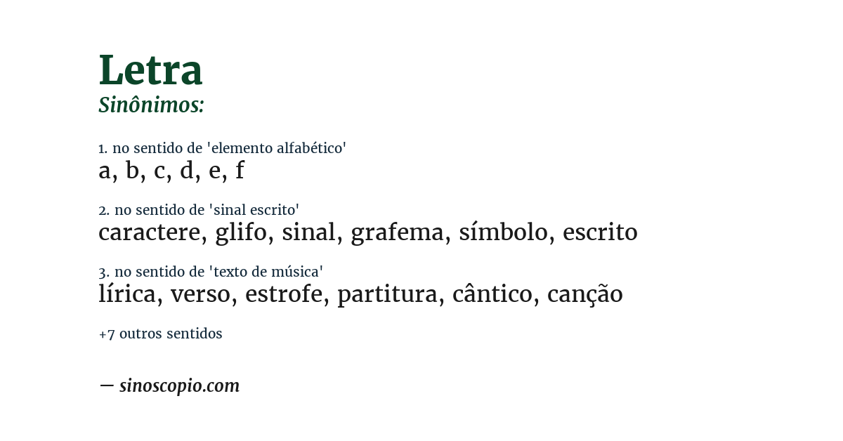 Sinônimo de letra