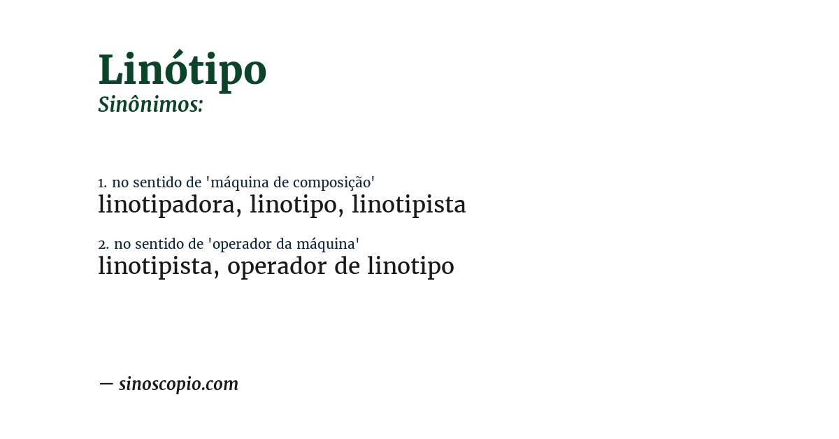 Sinônimo de linótipo