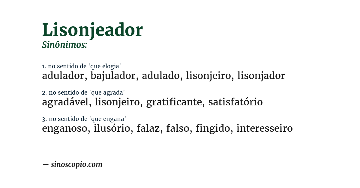Sinônimo de lisonjeador