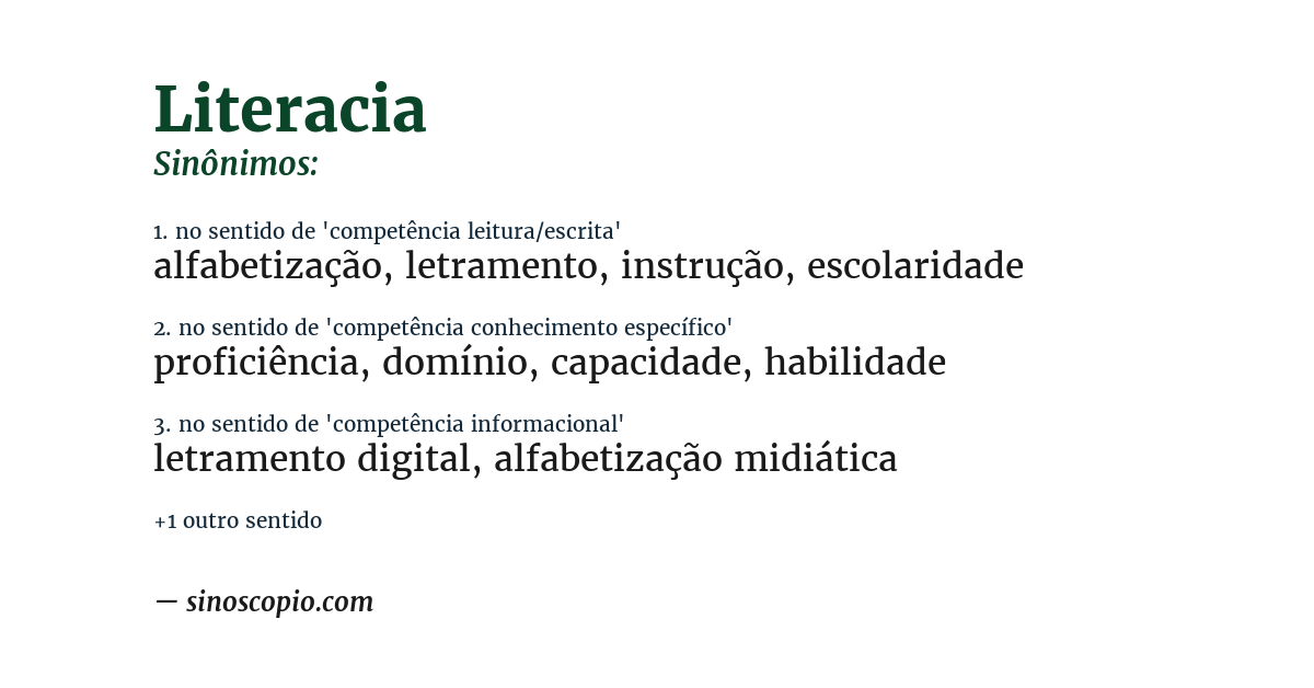 Sinônimo de literacia