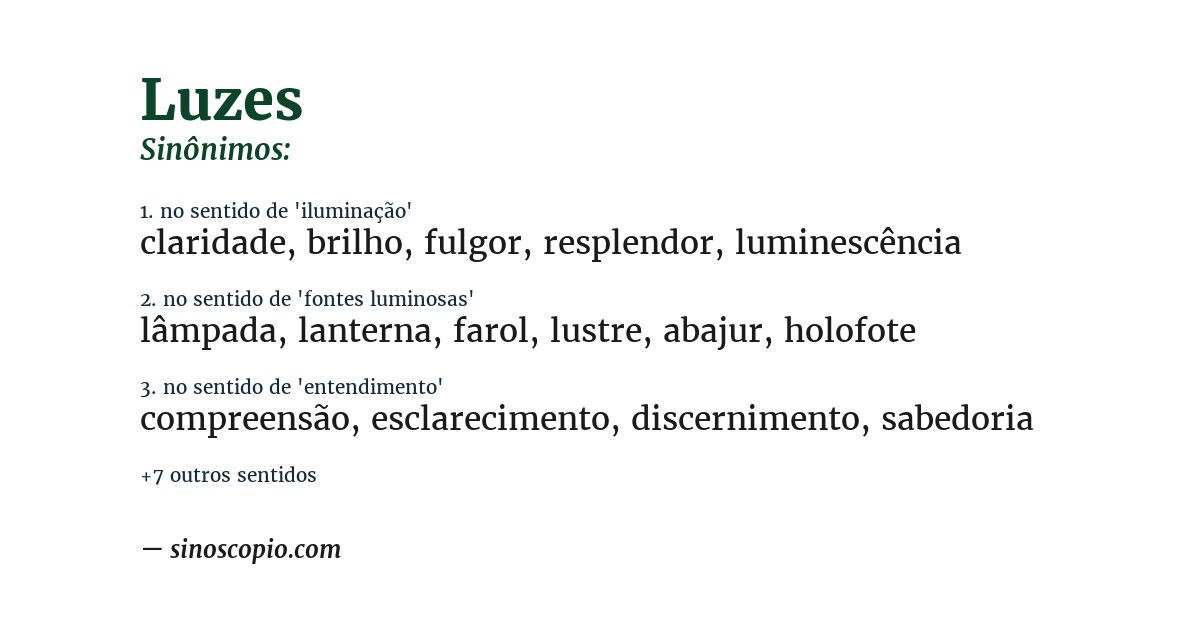 Sinônimo de luzes