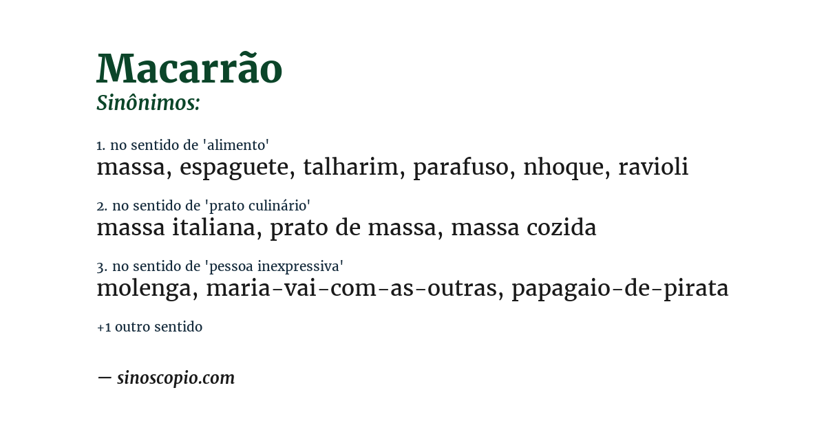 Sinônimo de macarrão