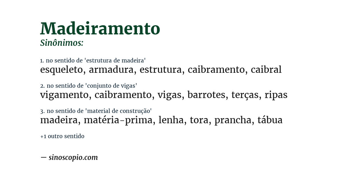 Sinônimo de madeiramento