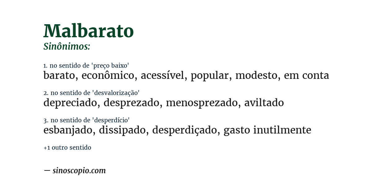 Sinônimo de malbarato