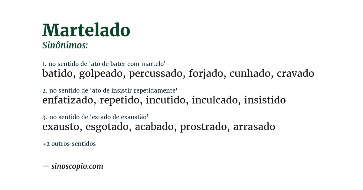 Sinônimo de martelado