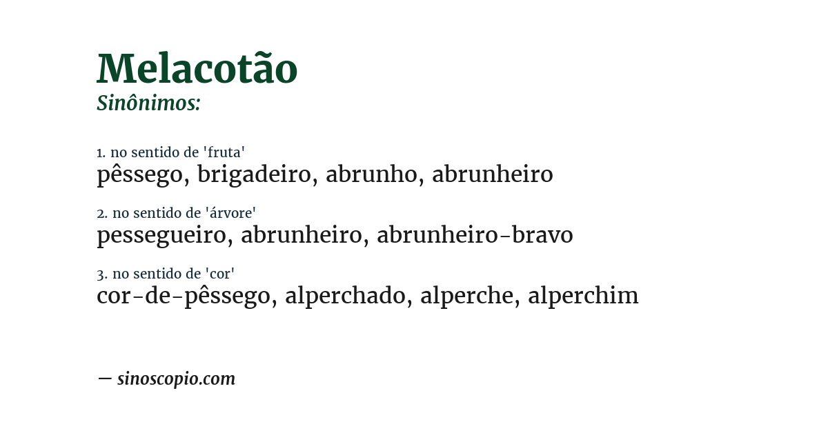 Sinônimo de melacotão