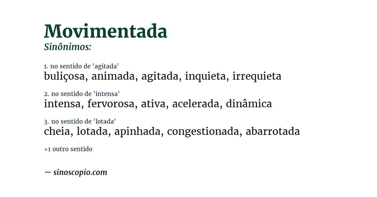 Sinônimo de movimentada