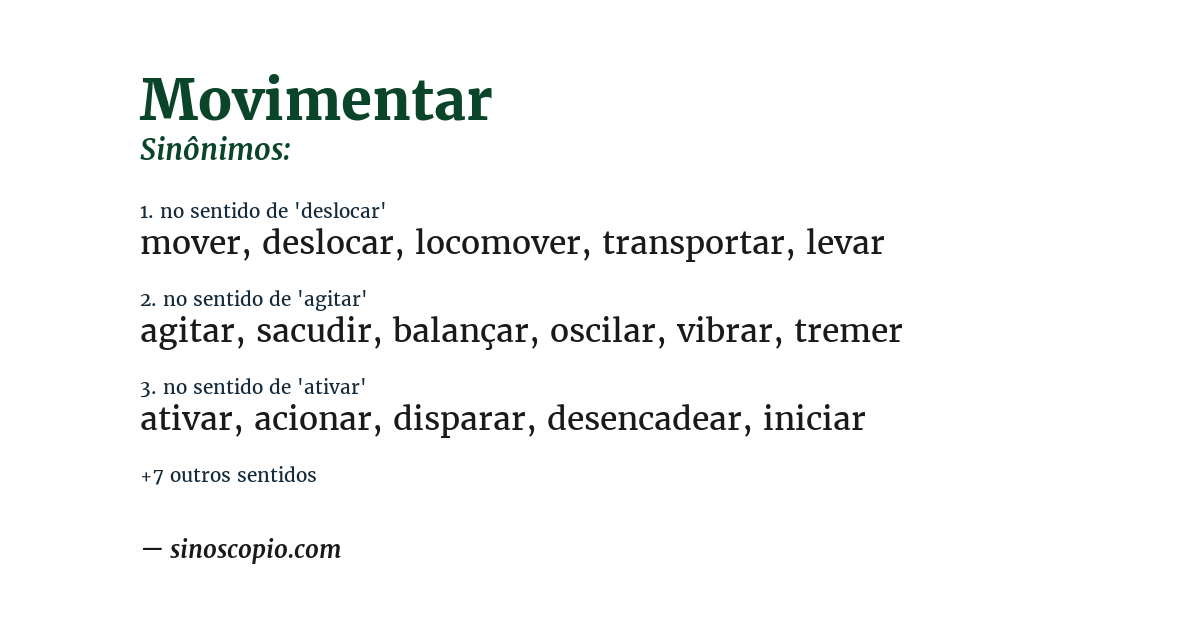 Sinônimo de movimentar
