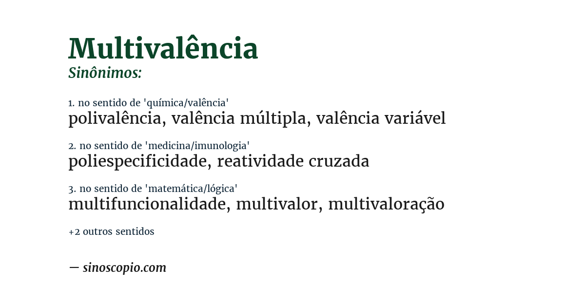 Sinônimo de multivalência