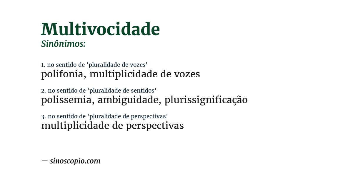 Sinônimo de multivocidade