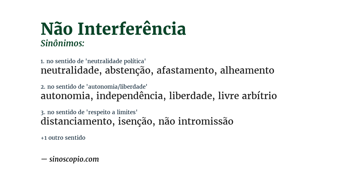 Sinônimo de não interferência