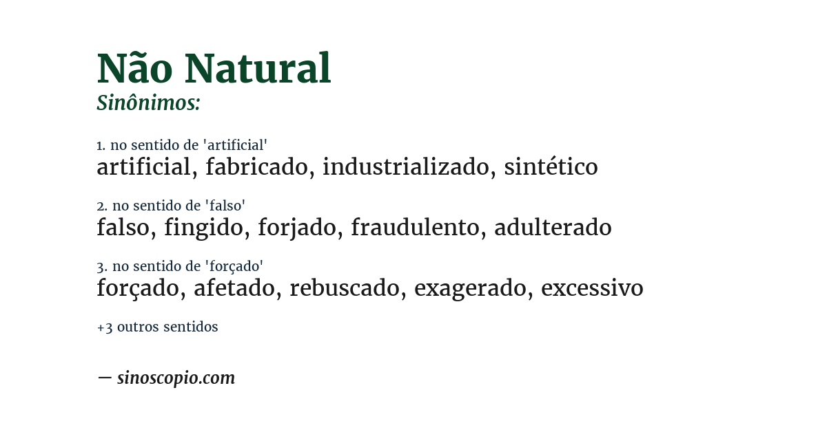 Sinônimo de não natural