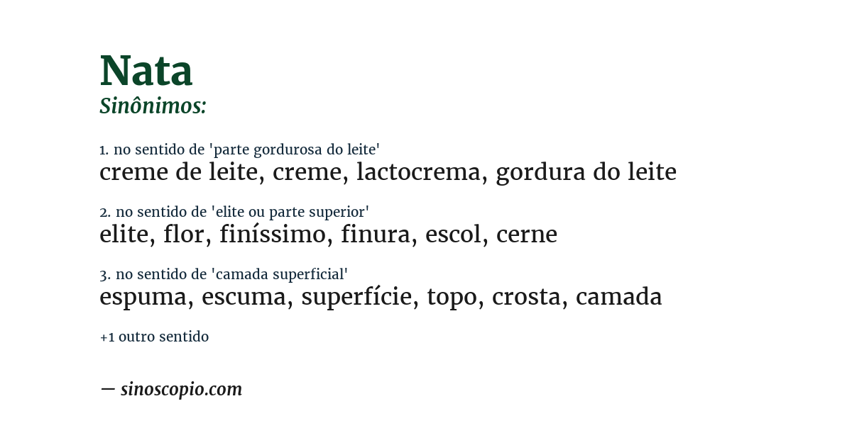 Sinônimo de nata