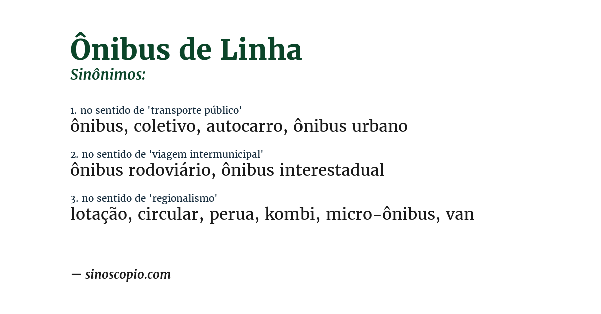 Sinônimo de ônibus de linha