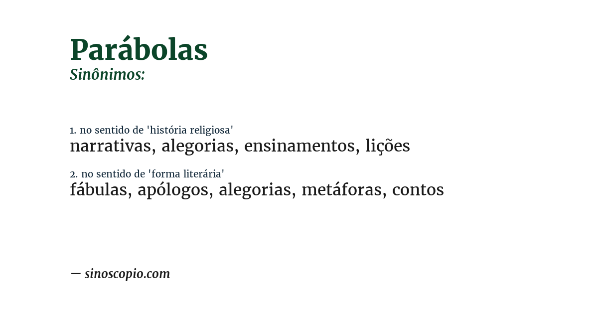 Sinônimo de parábolas