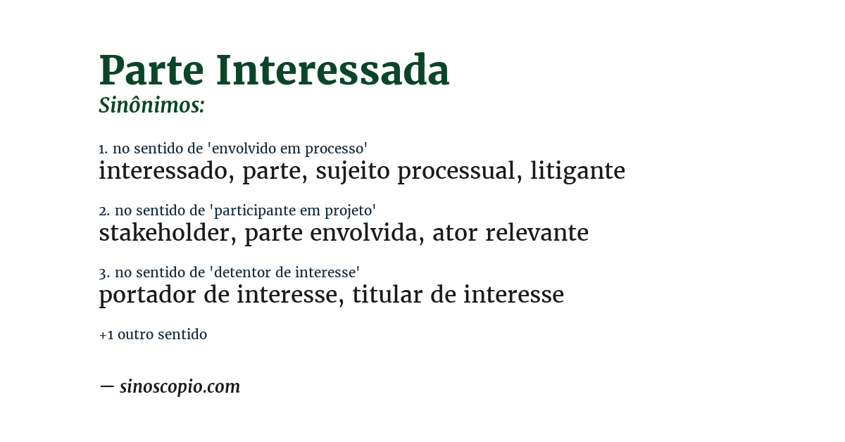 Sinônimo de parte interessada