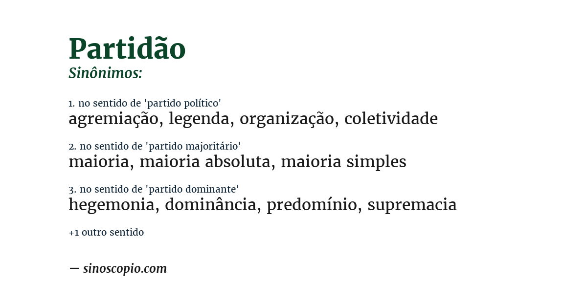 Sinônimo de partidão